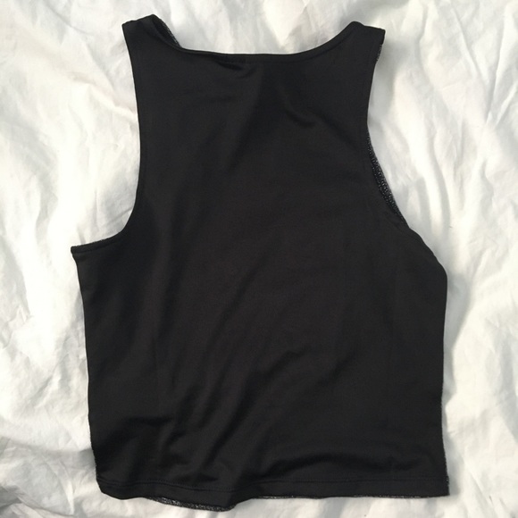 Crop top shiny silver black high neck S - Picture 3 of 3